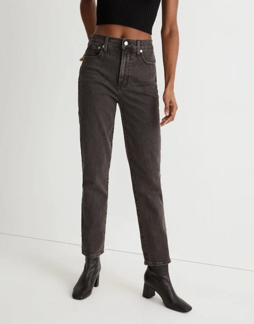 Madewell Sz 28 The Perfect Vintage Jean Straight Leg High Rise Washed Black